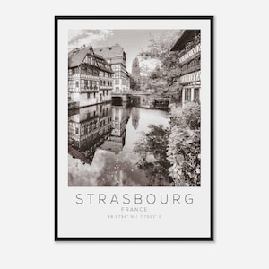 Strasbourg France Travel Photo Poster BW, Strasbourg Travel Print, Minimalist Travel Poster Print