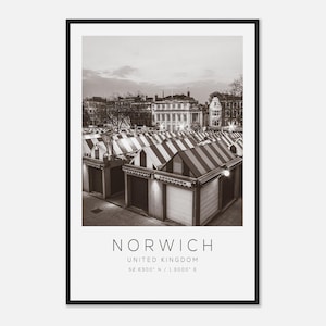 Norwich United Kingdom Travel Photo Poster BW, Norwich Travel Print, Minimalist Travel Poster Print