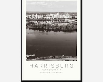Harrisburg Pennsylvania Photo Travel Poster, Harrisburg Travel Print, Minimalist Travel Print DS2