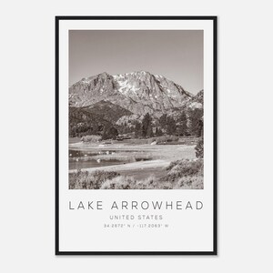 Lake Arrowhead United States Travel Photo Poster BW, Lake Arrowhead Travel Print, Minimalist Travel Poster Print