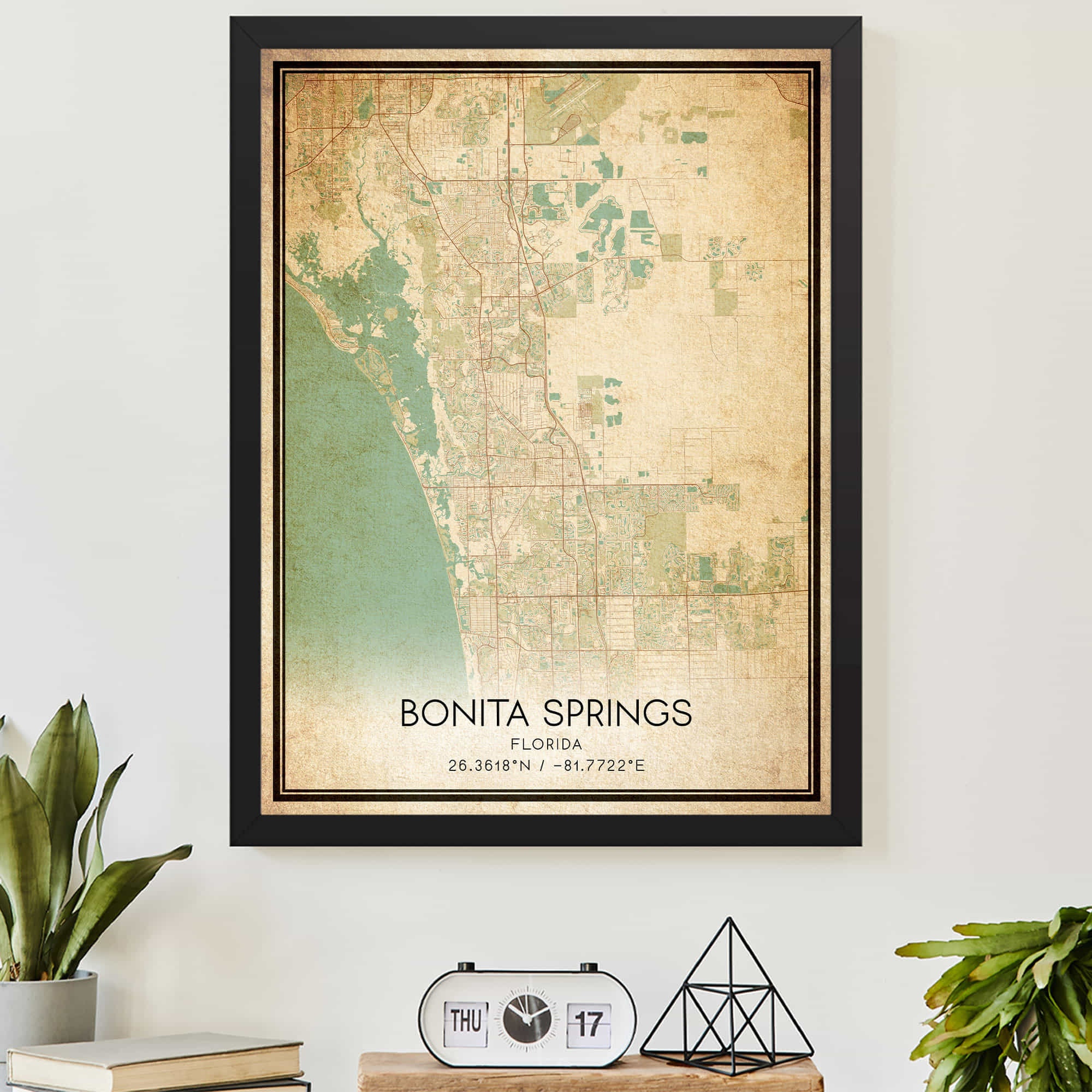 Vintage Bonita Springs Florida Map Print Poster Custom Map Art - Etsy