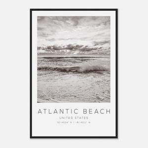 Atlantic Beach United States Travel Photo Poster BW, Atlantic Beach Travel Print, Minimalist Travel Poster Print