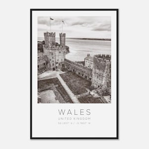 Wales United Kingdom Travel Photo Poster BW, Wales Travel Print, Minimalist Travel Poster Print