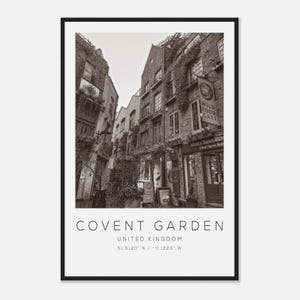 Covent Garden United Kingdom Travel Photo Poster BW, Covent Garden Travel Print, Minimalist Travel Poster Print