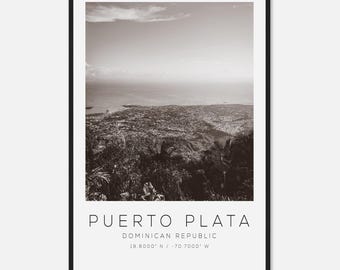 Puerto Plata Dominican Republic Travel Photo Poster BW, Puerto Plata Travel Print, Minimalist Travel Poster Print
