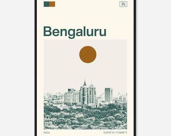 Bengaluru India Minimalist Monochrome Travel Photo Poster
