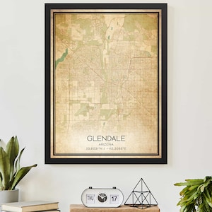 Vintage Glendale Arizona Map Print Poster Custom Map Art