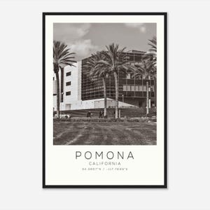 Pomona California Photo Travel Poster, Pomona Travel Print, Minimalist Travel Print