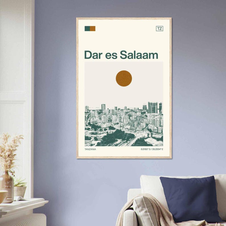 Dar Es Salaam Tanzania Minimalist Monochrome Travel Photo Poster