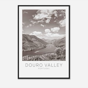 Douro Valley Portugal Travel Photo Poster BW, Douro Valley Travel Print, Minimalist Travel Poster Print