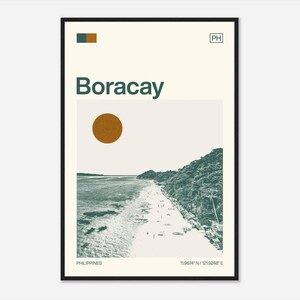 Poster fotografico di viaggio monocromatico minimalista di Boracay, Filippine