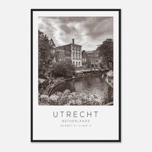Utrecht Netherlands Travel Photo Poster BW, Utrecht Travel Print, Minimalist Travel Poster Print