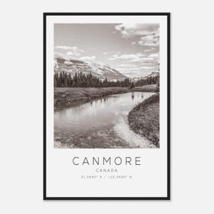 Canmore Canada Travel Photo Poster BW, Canmore Travel Print, Minimalist Travel Poster Print