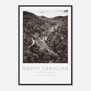 North Carolina United States Travel Photo Poster BW, North Carolina Travel Print, Minimalist Travel Poster Print