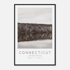 Connecticut United States Travel Photo Poster BW, Connecticut Travel Print, Minimalist Travel Poster Print