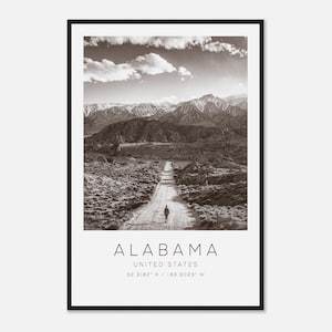 Alabama United States Travel Photo Poster BW, Alabama Travel Print, Minimalist Travel Poster Print