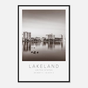 Lakeland United States Travel Photo Poster BW, Lakeland Travel Print, Minimalist Travel Poster Print
