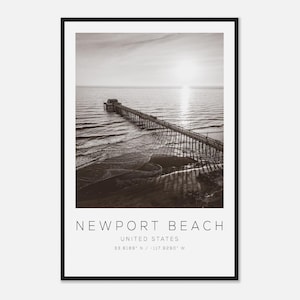 Newport Beach United States Travel Photo Poster BW, Newport Beach Travel Print, Minimalist Travel Poster Print