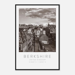 Berkshire United Kingdom Travel Photo Poster BW, Berkshire Travel Print, Minimalist Travel Poster Print