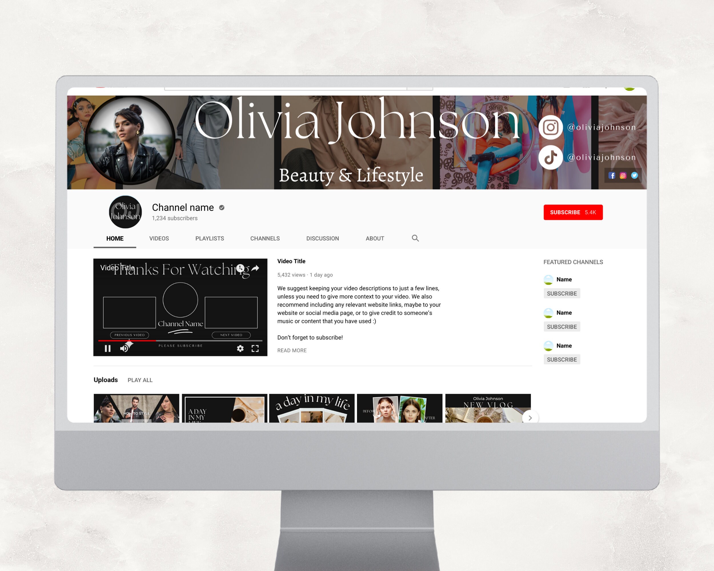Youtube Branding Kit L Editable Channel Banner Intro Outro - Etsy