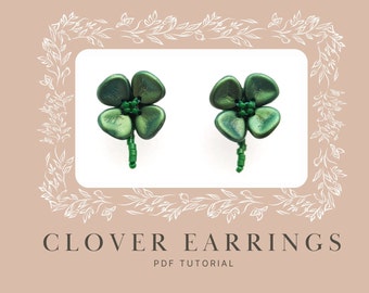 Four-leaf clover earrings pattern, seed beads earrings tutorial, Saint Patrick's jewelry instruction, green leaf ornament, quatrefoil DIY