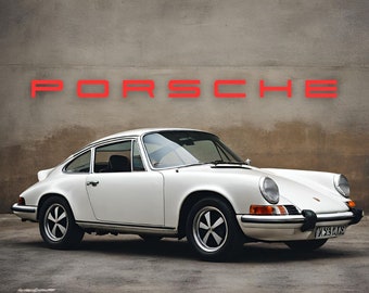 ENSEIGNE PORSCHE EN ACRYLIQUE rouge de 9 pieds de long + kit de montage