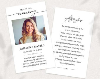 Funeral Prayer Card Template, Memorial Keepsake Editable in Canva (Digital Download), AP1