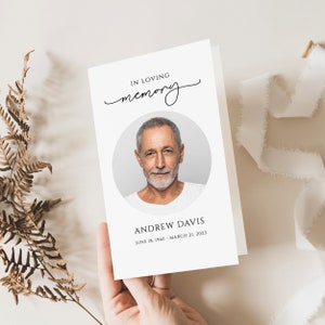 Minimalist Funeral Program Template, Celebration of Life Program Editable Template, Obituary Template, Order of Service, Memorial Program