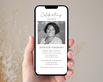 Digital Funeral Announcement, Electronic Funeral Invitation, Funeral Evite, Announcement Celebration of Life, Memorial Service Invite