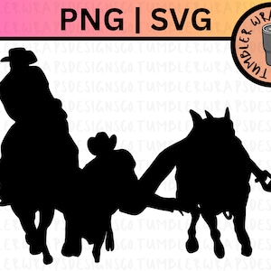 Team Roping Rodeo Ranch Silhouette SVG, Western Rodeo Team Roping, Western Rodeo PNG SVG, Cow Team Roping, Cricut Silhouette Cut File