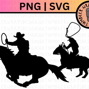 Team Roping Rodeo Ranch Silhouette SVG, Western Rodeo Team Roping, Western Rodeo PNG SVG, Cow Team Roping, Cricut Silhouette Cut File