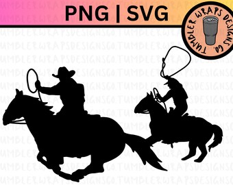 Equipo Roping Rodeo Ranch Silueta SVG, Equipo de Rodeo Occidental Roping, Rodeo Occidental PNG SVG, Equipo de Vaca Roping, Cricut Silhouette Cut File