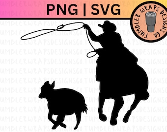 Equipo Roping Rodeo Ranch Silueta SVG, Equipo de Rodeo Occidental Roping, Rodeo Occidental PNG SVG, Equipo de Vaca Roping, Cricut Silhouette Cut File