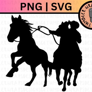 Team Roping Rodeo Ranch Silhouette SVG, Western Rodeo Team Roping, Western Rodeo PNG SVG, Cow Team Roping, Cricut Silhouette Cut File