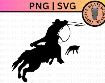 Equipo Roping Rodeo Ranch Silueta SVG, Equipo de Rodeo Occidental Roping, Rodeo Occidental PNG SVG, Equipo de Vaca Roping, Cricut Silhouette Cut File