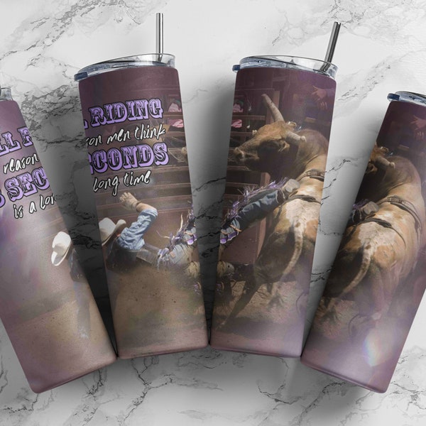 20oz. Bull Riding 8 Seconds Tumbler Wrap, Digital Design Tumbler Wraps, Rodeo Cowboy Tumbler Designs