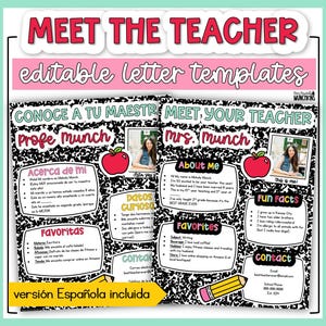 Meet the Teacher Composition Notebook Letter Back to School Editable Templates
