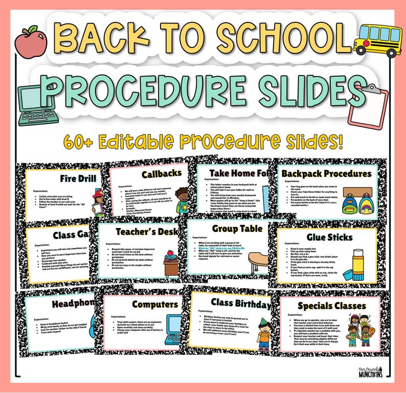 Back to School Classroom Procedure Slides Editable Google Canva Slides ...