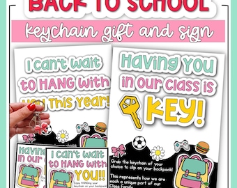 Student Gift Back to School Keychain Gift Tag Welcome Gift and Sign Editable PowerPoint