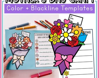 Muttertag Blumenstrauß Geschenk Handwerk Aktivität Blumenstrauß Inklusive spanischer und englischer Vorlagen