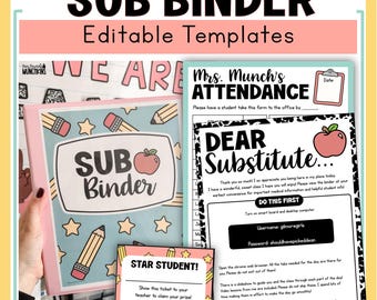 Classroom Sub Binder Editable Teacher Templates Substitute Plan Templates Canva PowerPoint Forms