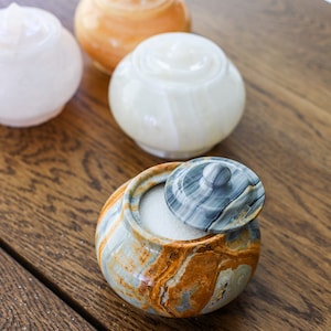 Handmade Onyx Sugar Bowl with Lid: Decorative Marble Candy Dish