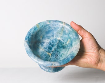 Exquisite Natural Fluorite Stone Bowl - Handcrafted Fluorite Stone Serving Bowl - Home Decor & Wedding Gift