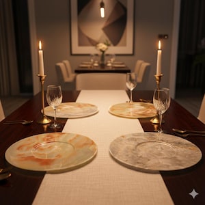 Prato de servir em ônix: Prato de jantar de casamento em mármore natural, decoração para casa | Cada peça é única | imagem 1