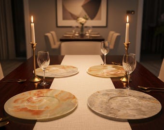 Onyx Serving Plate: Natural Marble Wedding Dinner Plate, Home Decor | Each Piece Varies |