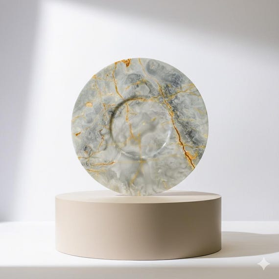 Onyx Serving Plate: Natural Marble Wedding Dinner Plate, Home Decor | Each Piece Varies |