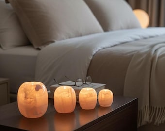 Handmade Onyx Candle Holders | Set of 4, Marble Vein Stone Accent