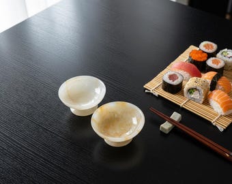 Onyx Sauce Dishes - Set of 6 Natural Marble Bowls