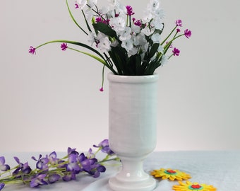 Flower Vase in White Marble 9" | Flower Vase Handmade Natural Home Decor Modern Living Vases for Dried Flowers Home Decor and Gifts