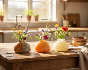 オニキス大理石の花瓶 – 天然石装飾、磨き仕上げ、他に類を見ない